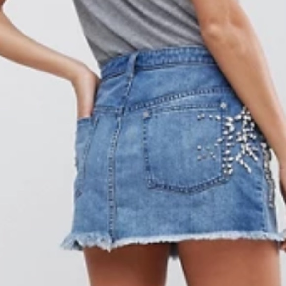 Free People Rhinestone Denim Skirt - Picture 8 of 12